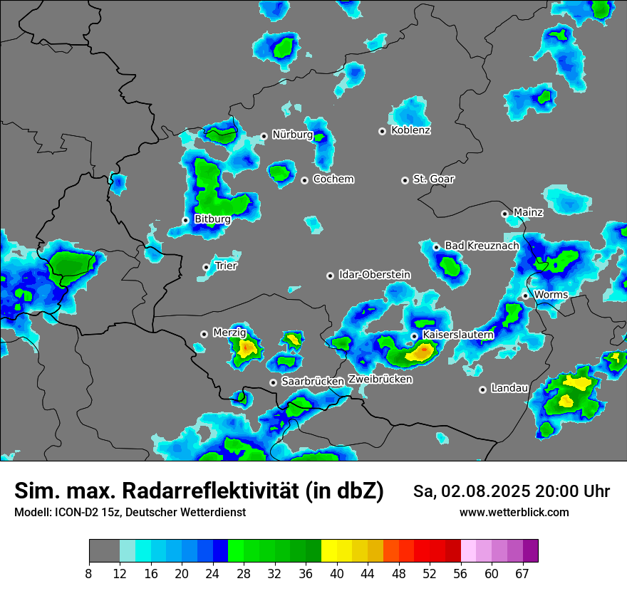 Modellkarten Simuliertes Radarbild