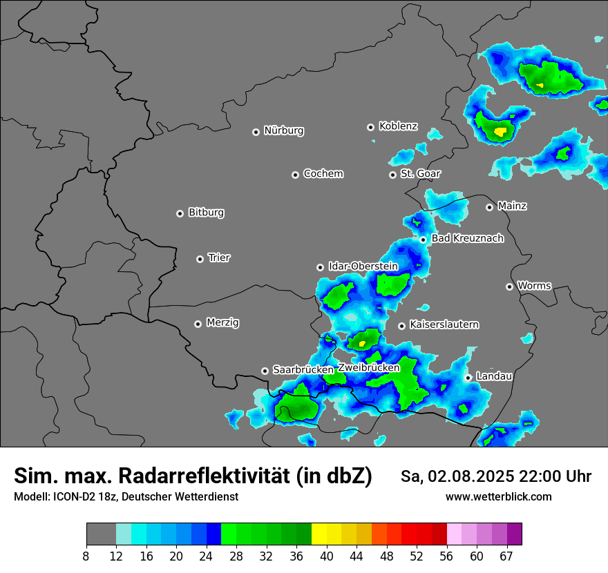 Modellkarten Simuliertes Radarbild