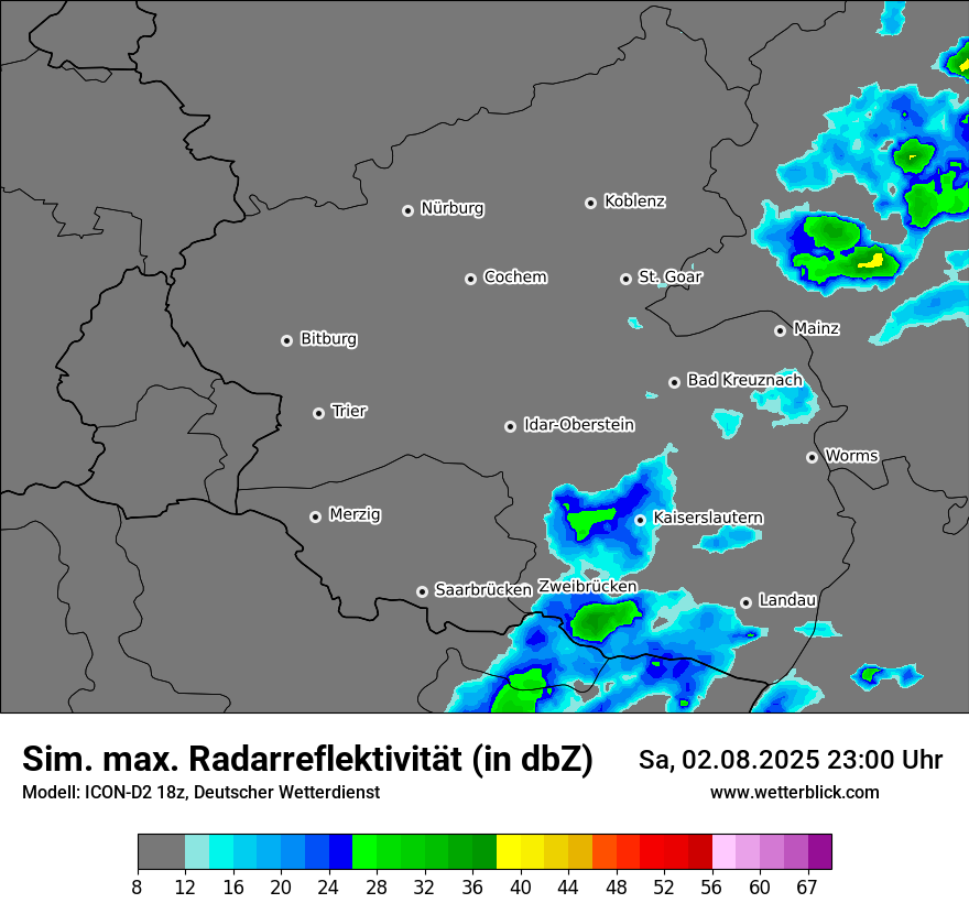 Modellkarten Simuliertes Radarbild
