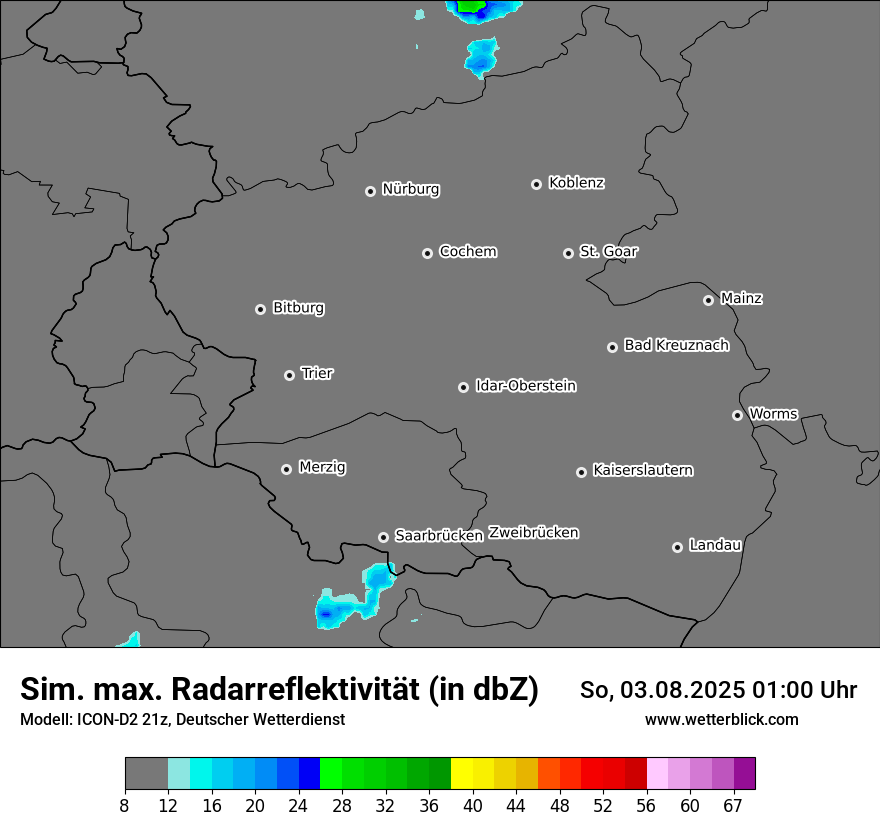 Modellkarten Simuliertes Radarbild