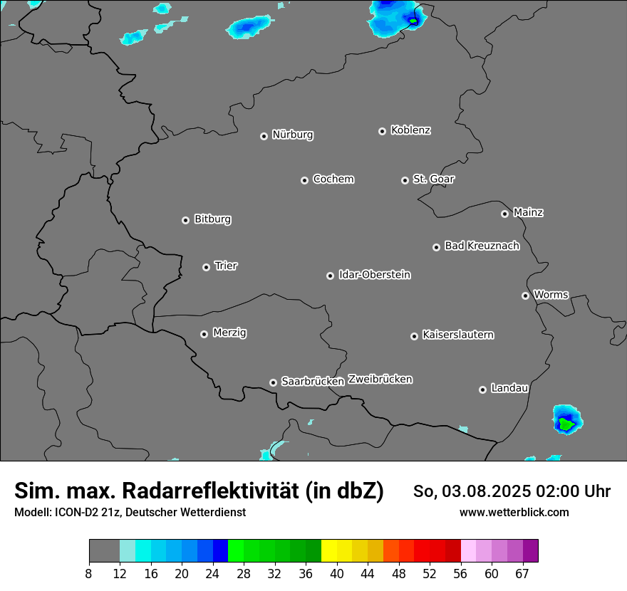 Modellkarten Simuliertes Radarbild