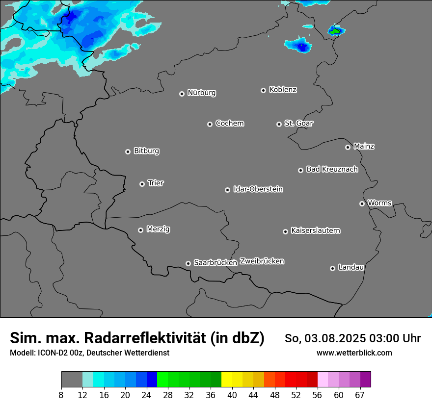 Modellkarten Simuliertes Radarbild