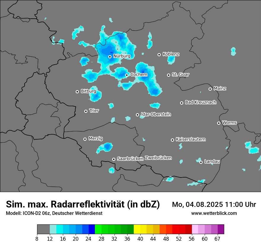 Modellkarten Simuliertes Radarbild