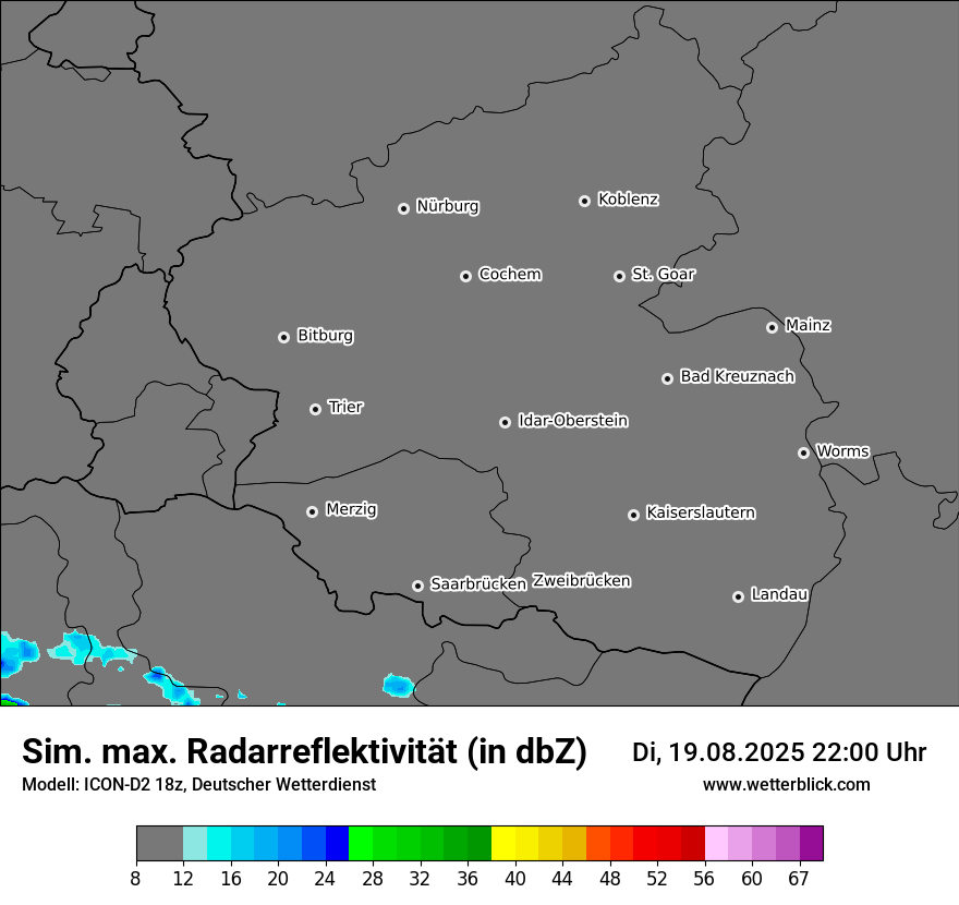Modellkarten Simuliertes Radarbild