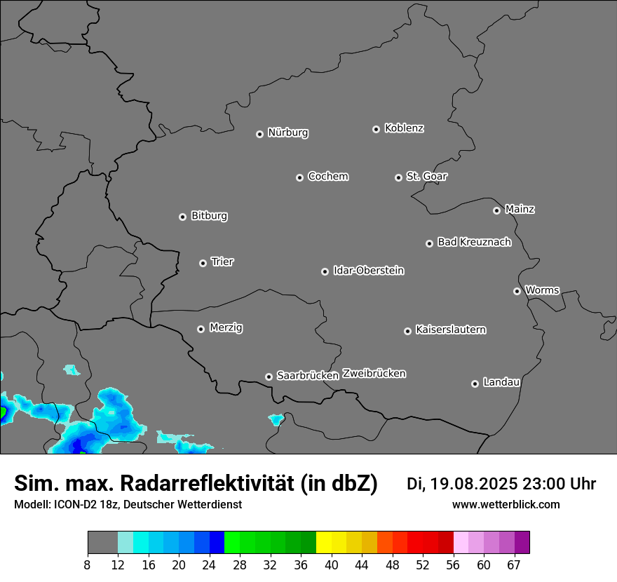 Modellkarten Simuliertes Radarbild