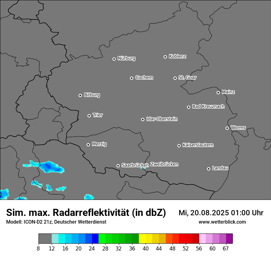 Modellkarten Simuliertes Radarbild