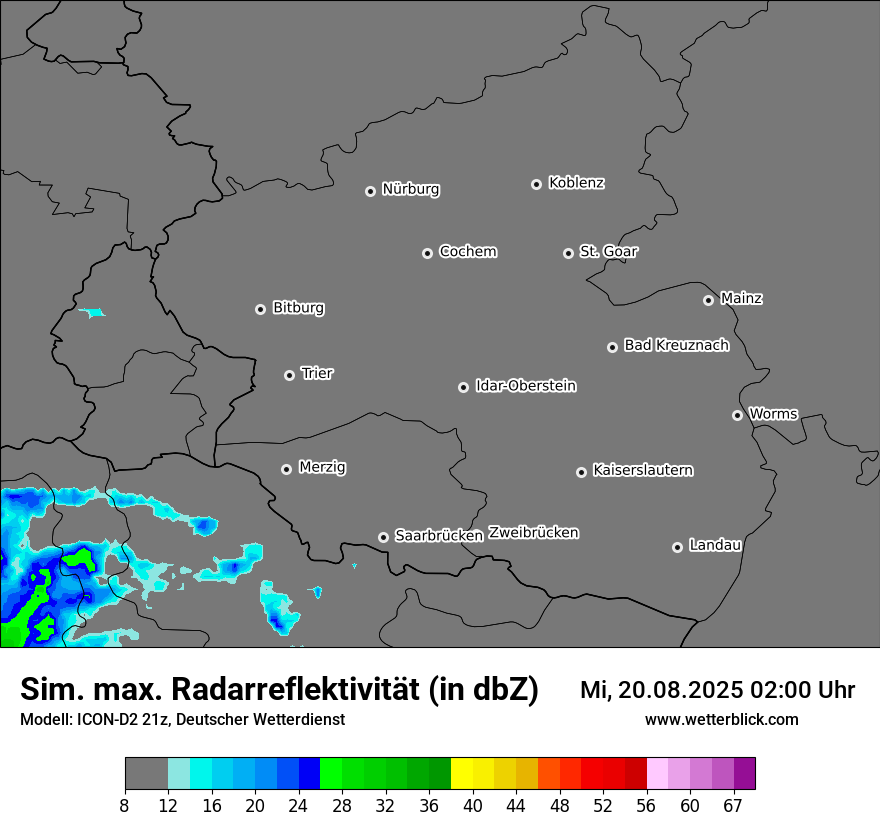 Modellkarten Simuliertes Radarbild
