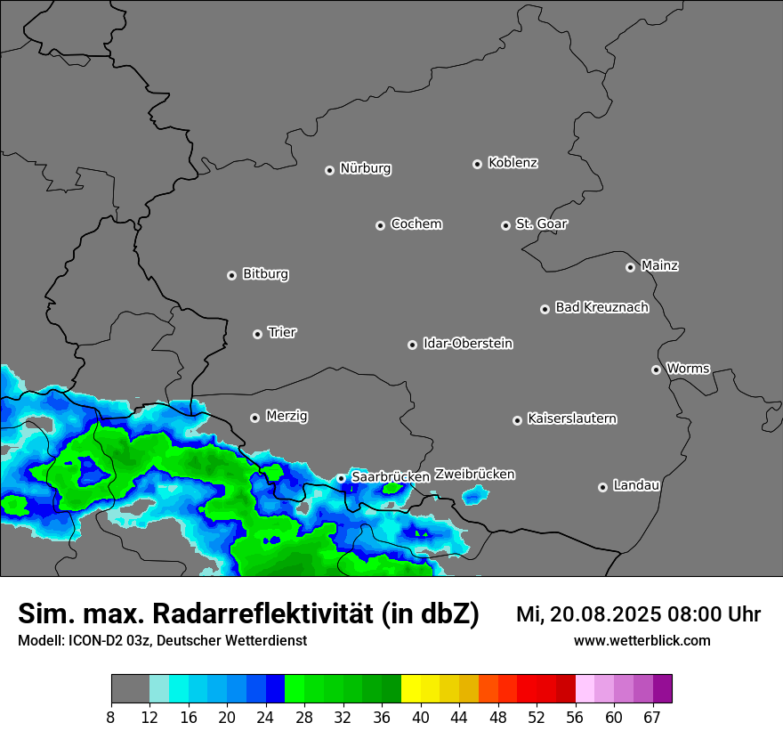 Modellkarten Simuliertes Radarbild