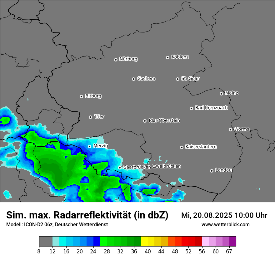 Modellkarten Simuliertes Radarbild