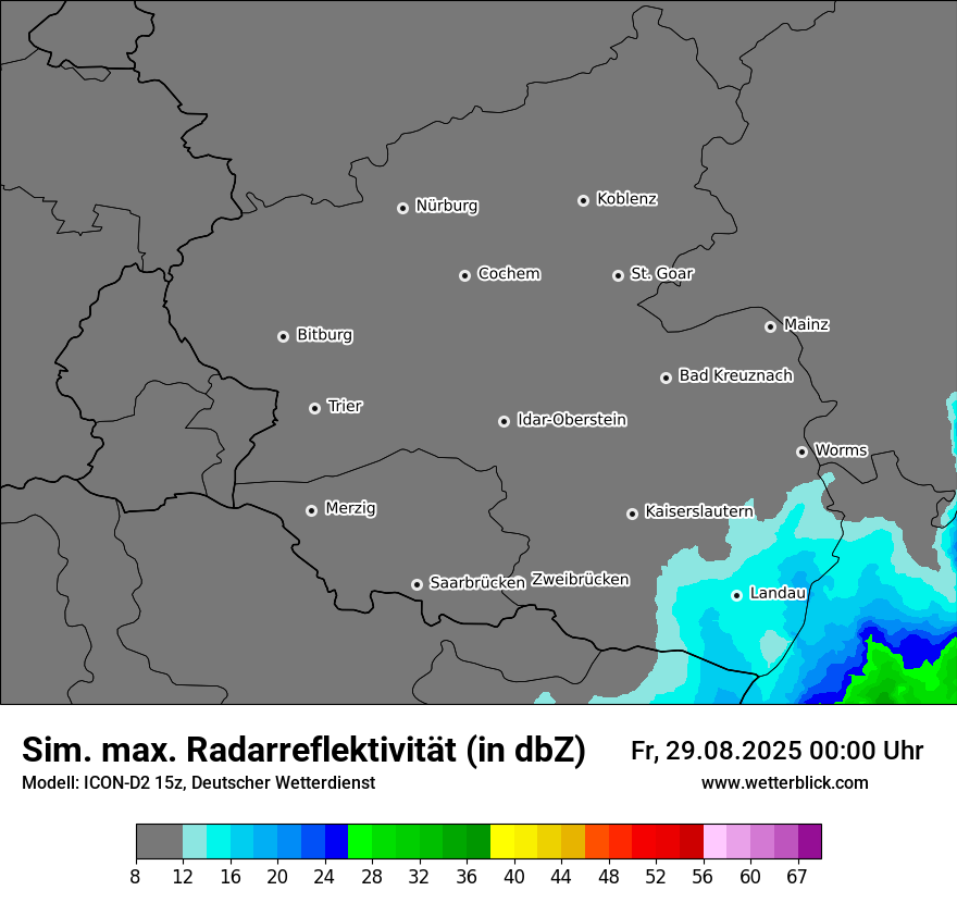 Modellkarten Simuliertes Radarbild