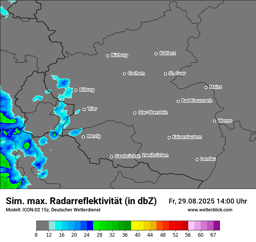 Modellkarten Simuliertes Radarbild