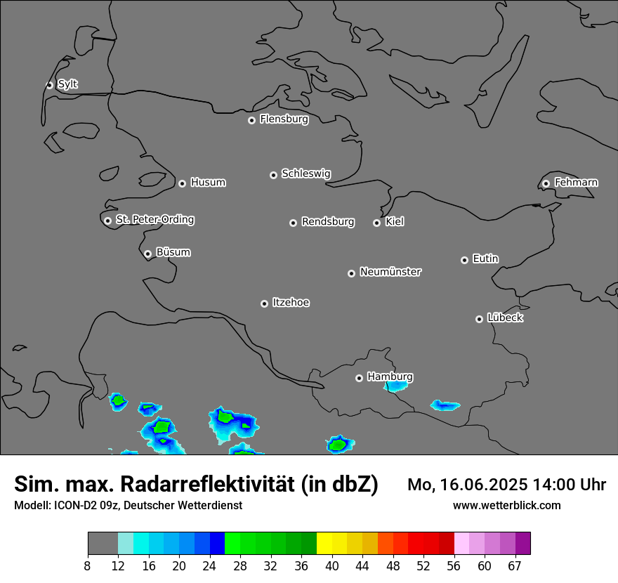 Modellkarten Simuliertes Radarbild
