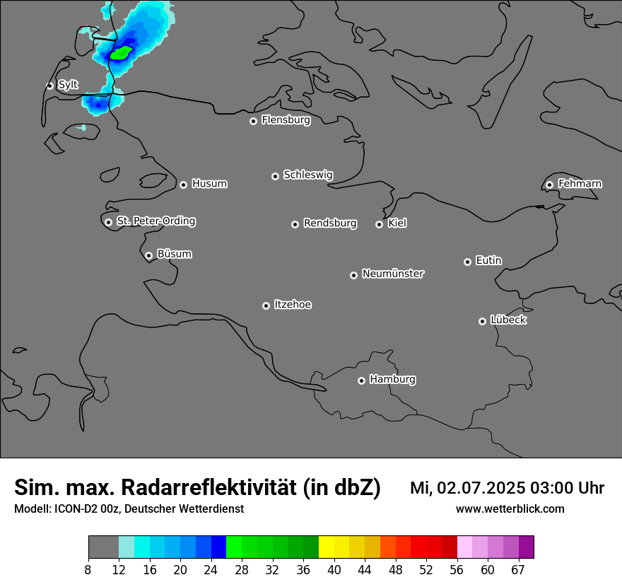 Modellkarten Simuliertes Radarbild