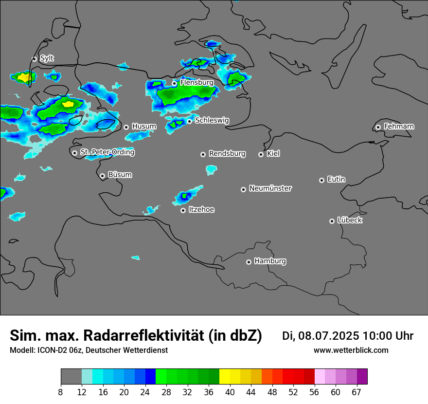 Modellkarten Simuliertes Radarbild