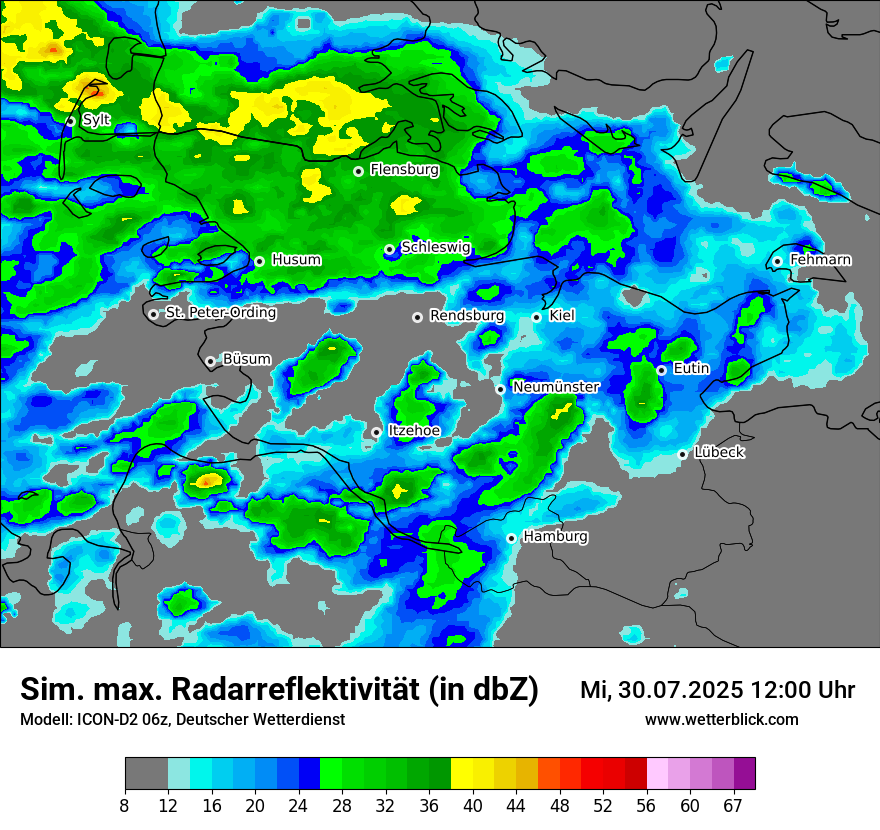 Modellkarten Simuliertes Radarbild