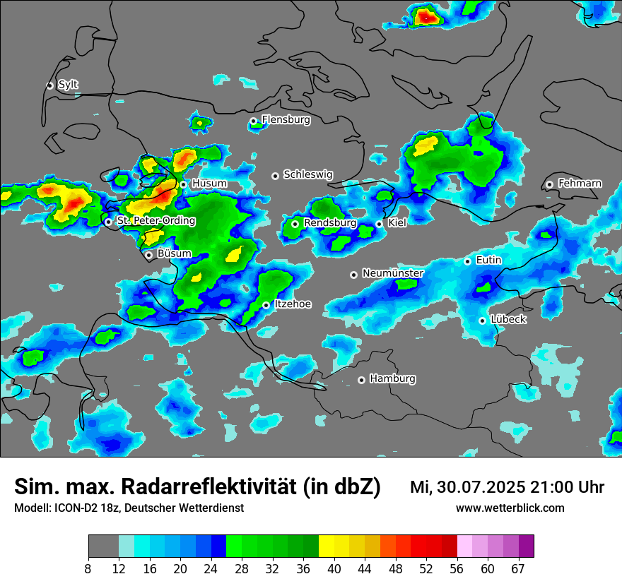 Modellkarten Simuliertes Radarbild