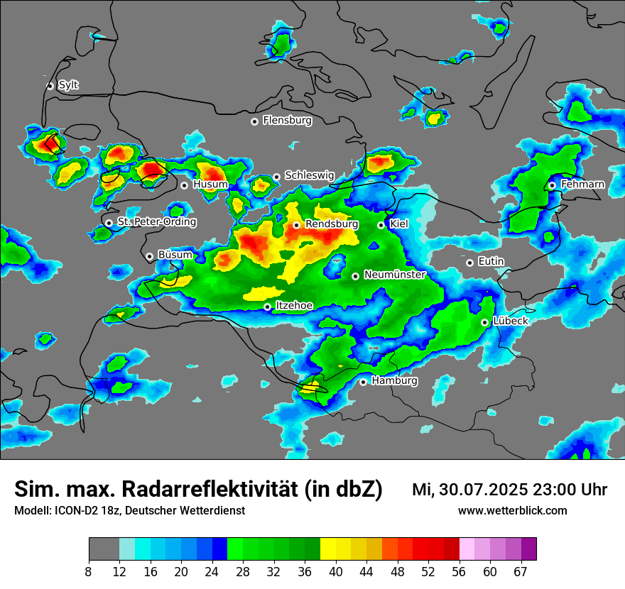 Modellkarten Simuliertes Radarbild