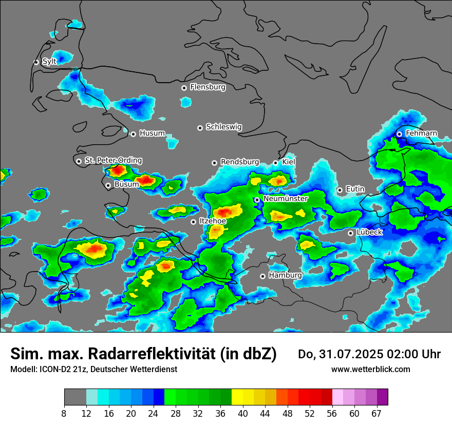 Modellkarten Simuliertes Radarbild