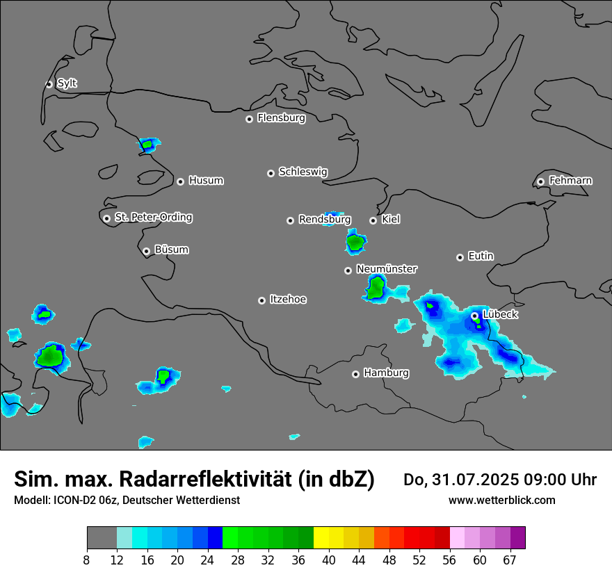 Modellkarten Simuliertes Radarbild