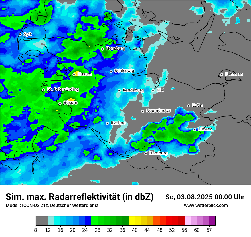 Modellkarten Simuliertes Radarbild