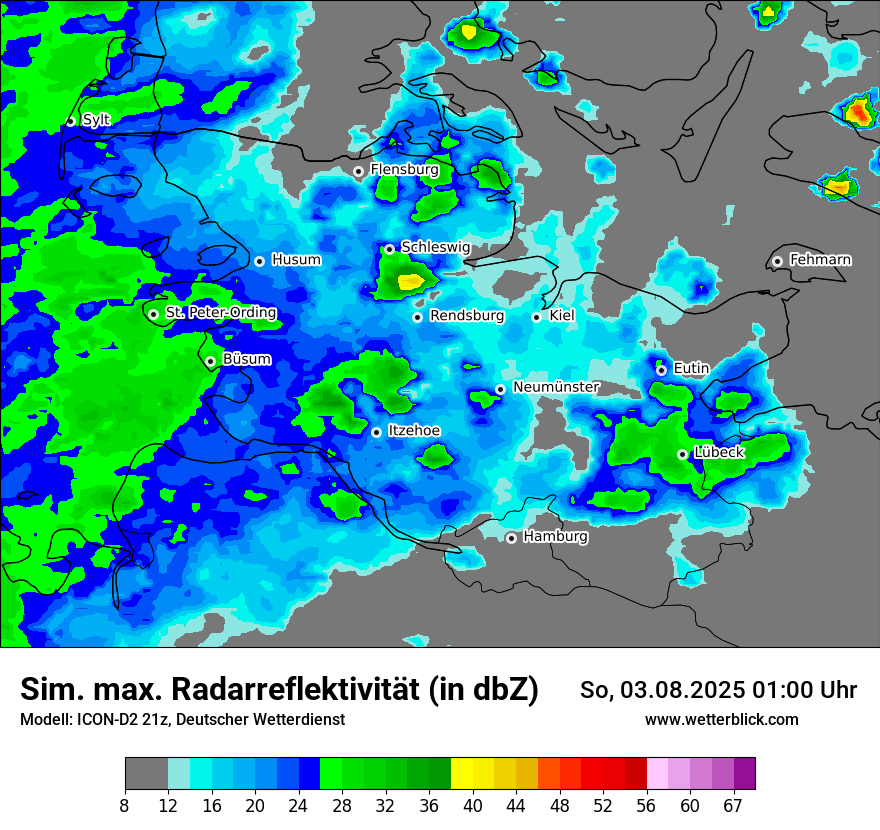 Modellkarten Simuliertes Radarbild