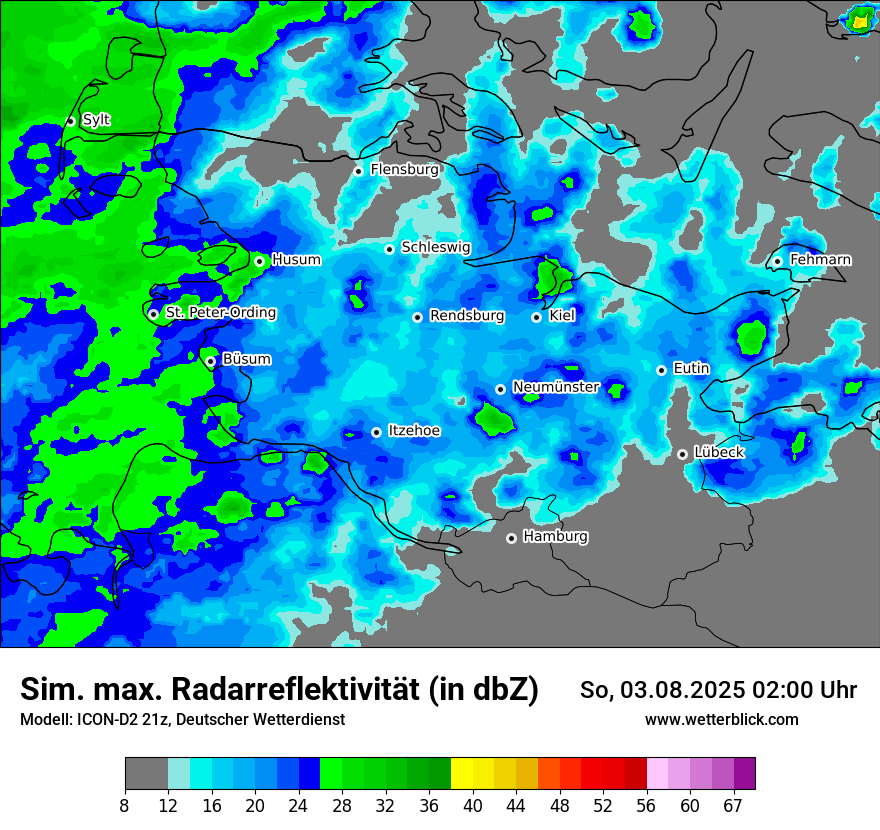 Modellkarten Simuliertes Radarbild