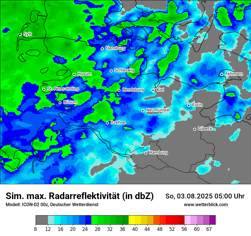 Modellkarten Simuliertes Radarbild
