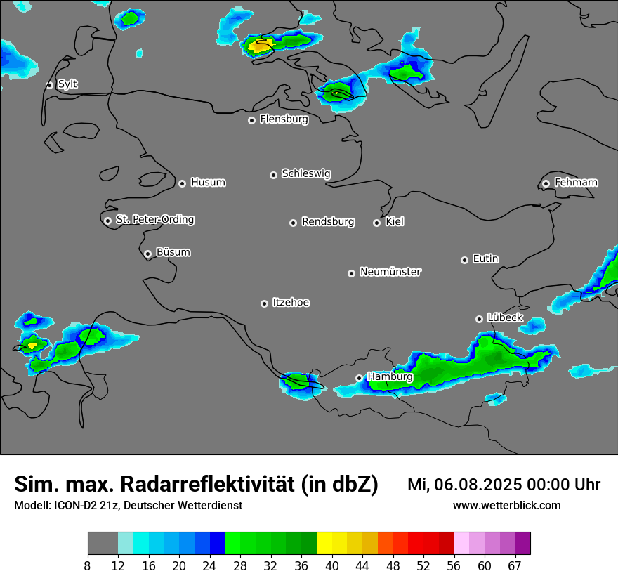 Modellkarten Simuliertes Radarbild