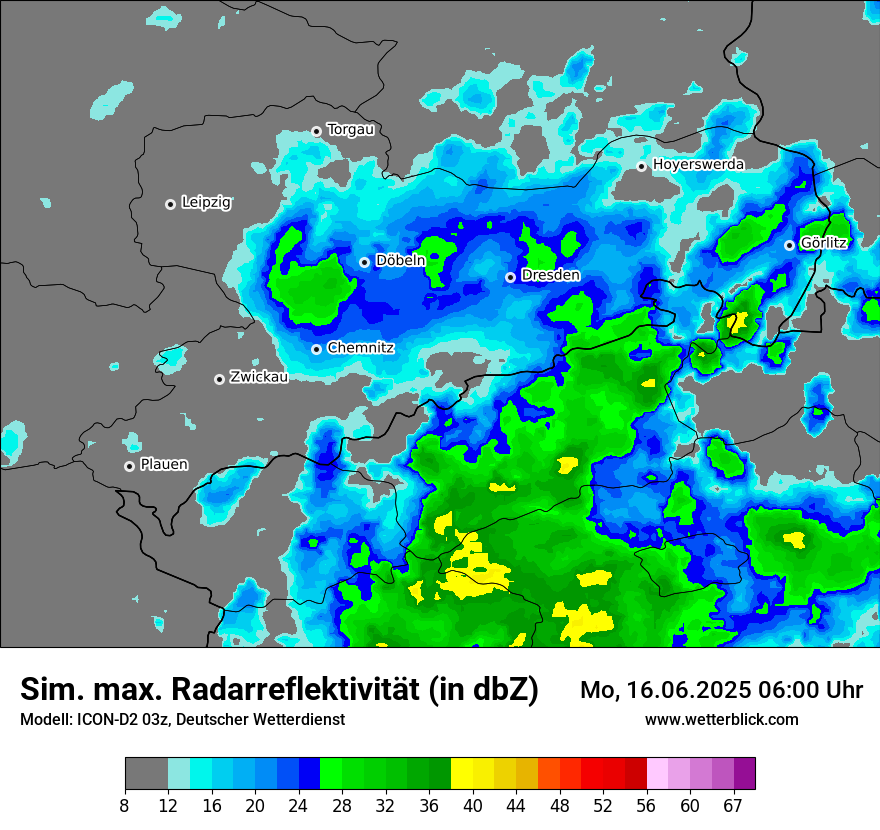 Modellkarten Simuliertes Radarbild