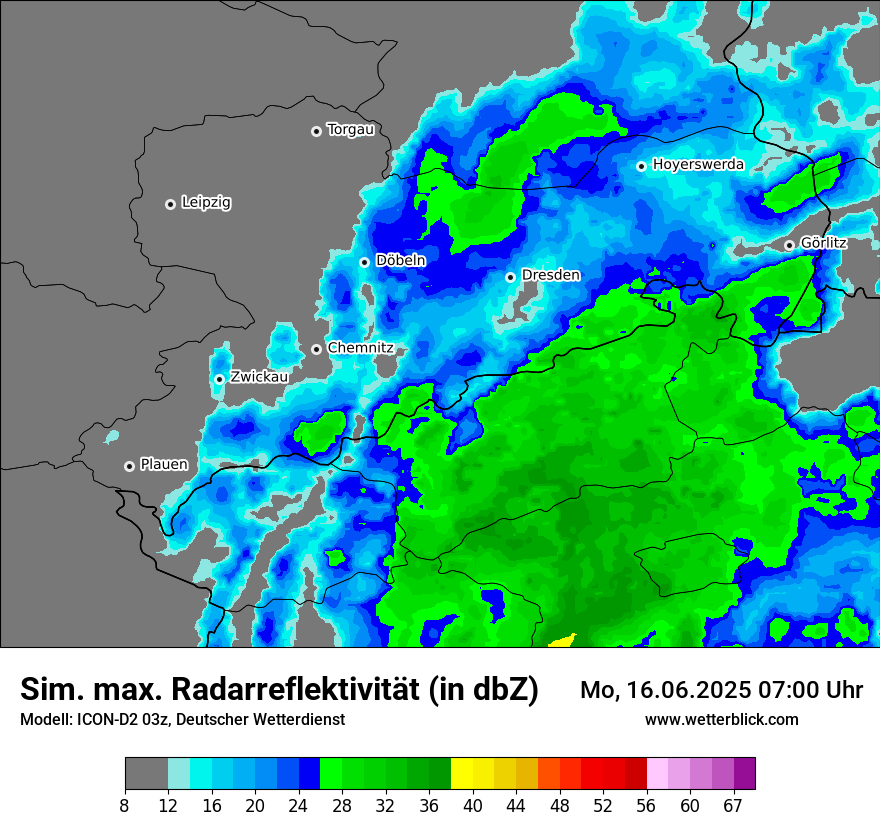 Modellkarten Simuliertes Radarbild