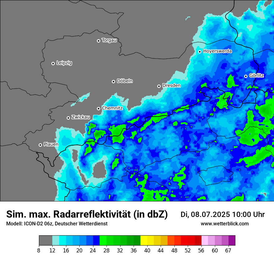 Modellkarten Simuliertes Radarbild