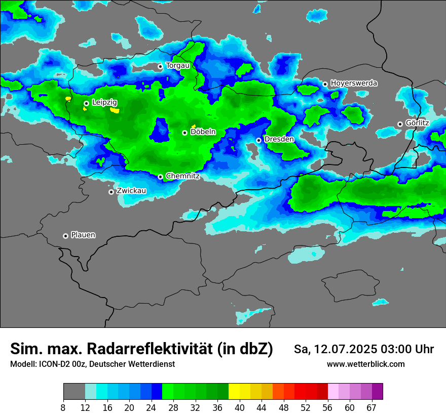 Modellkarten Simuliertes Radarbild