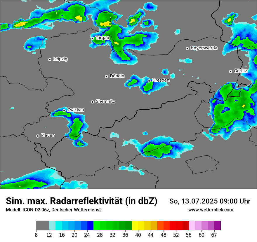 Modellkarten Simuliertes Radarbild