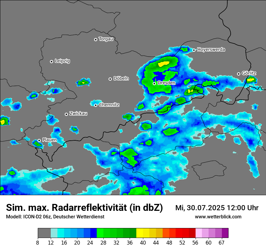 Modellkarten Simuliertes Radarbild