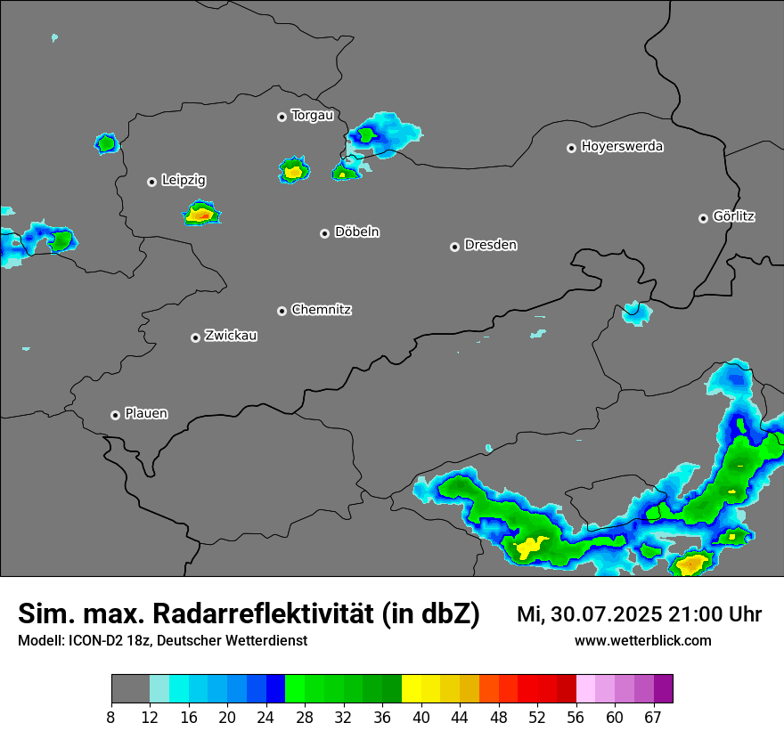 Modellkarten Simuliertes Radarbild