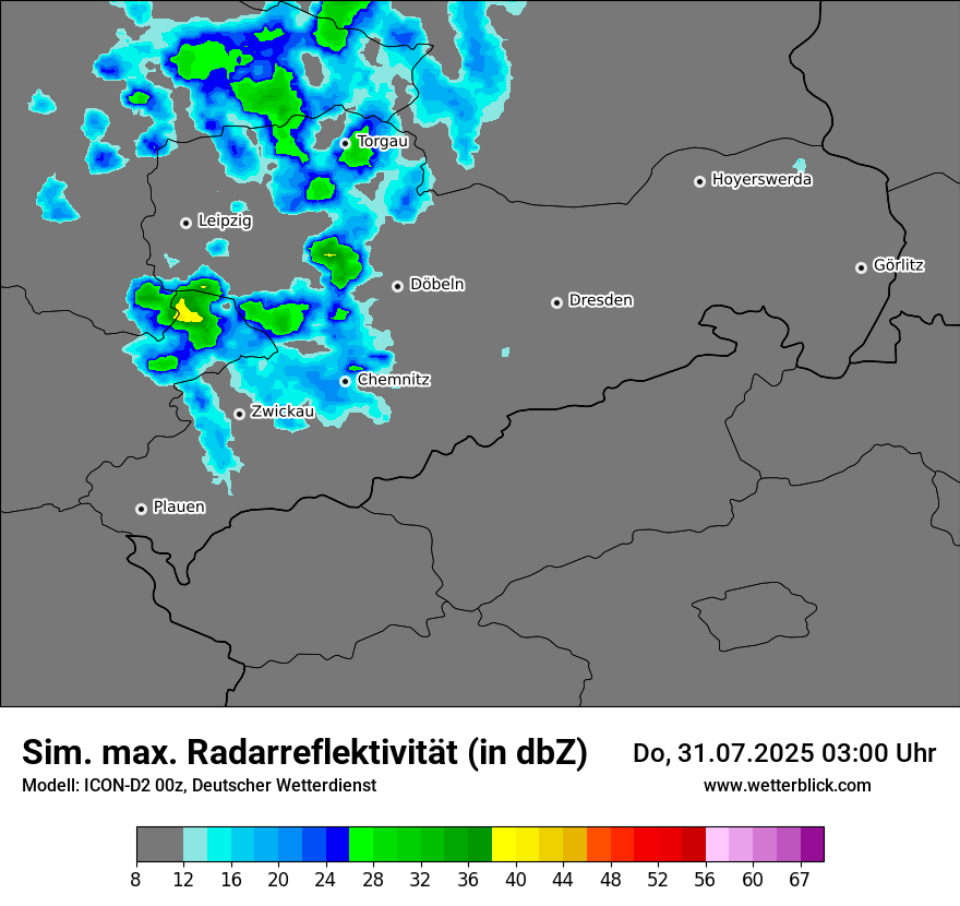 Modellkarten Simuliertes Radarbild