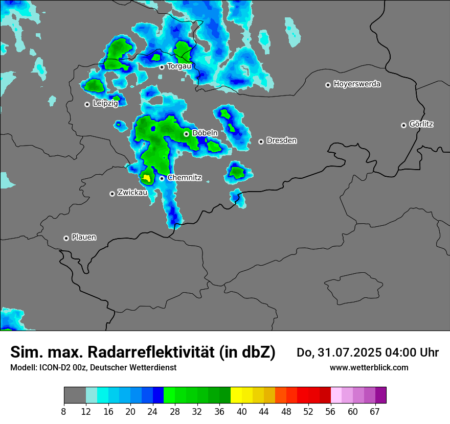 Modellkarten Simuliertes Radarbild