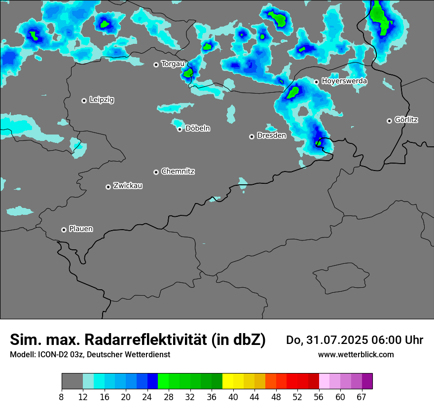 Modellkarten Simuliertes Radarbild