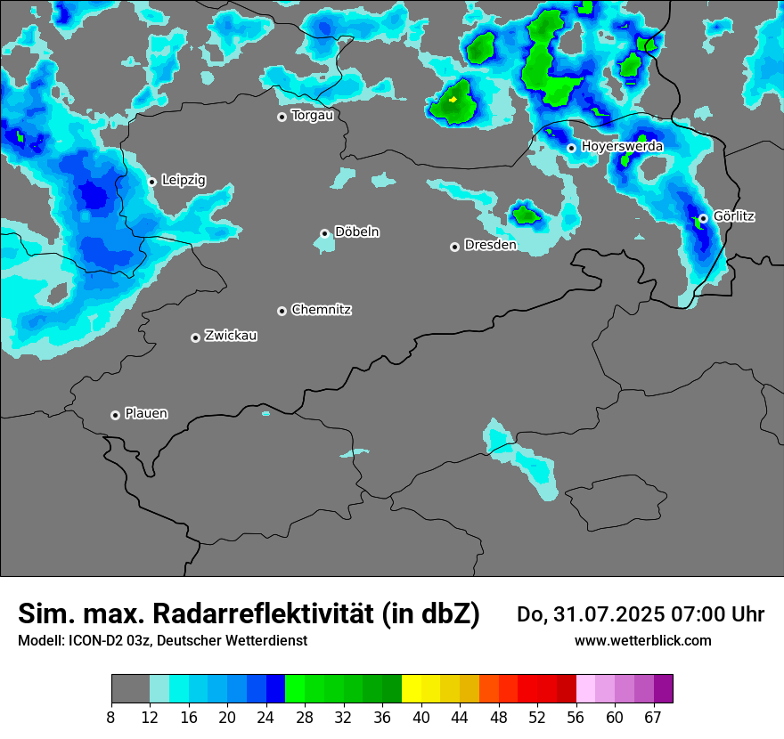 Modellkarten Simuliertes Radarbild