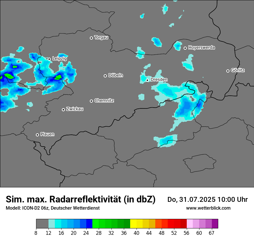 Modellkarten Simuliertes Radarbild
