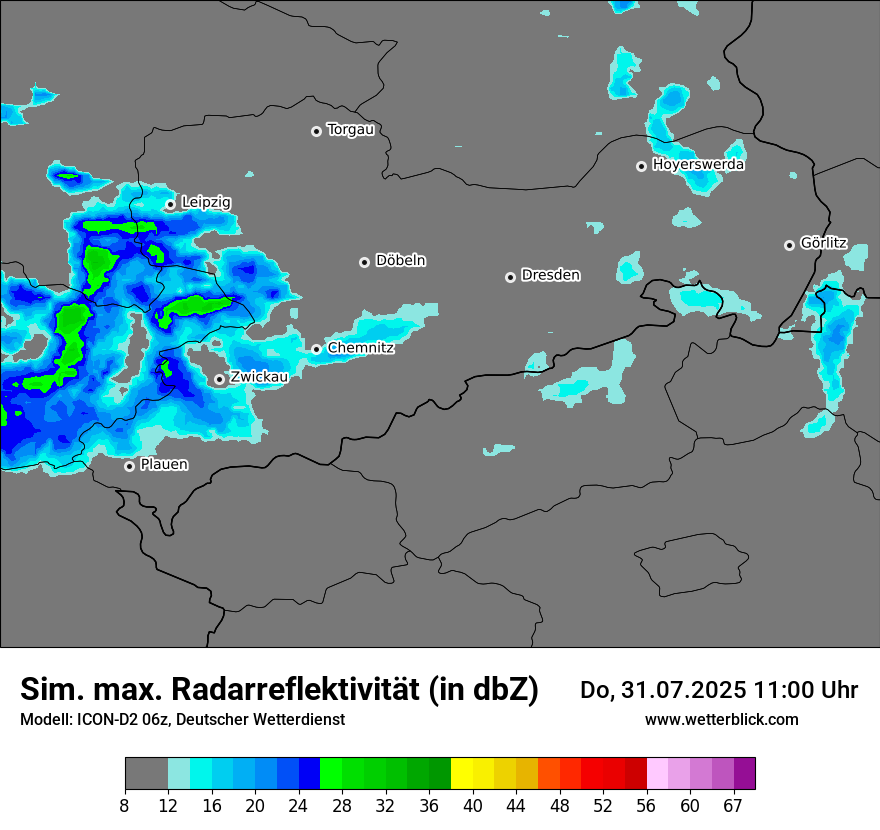 Modellkarten Simuliertes Radarbild