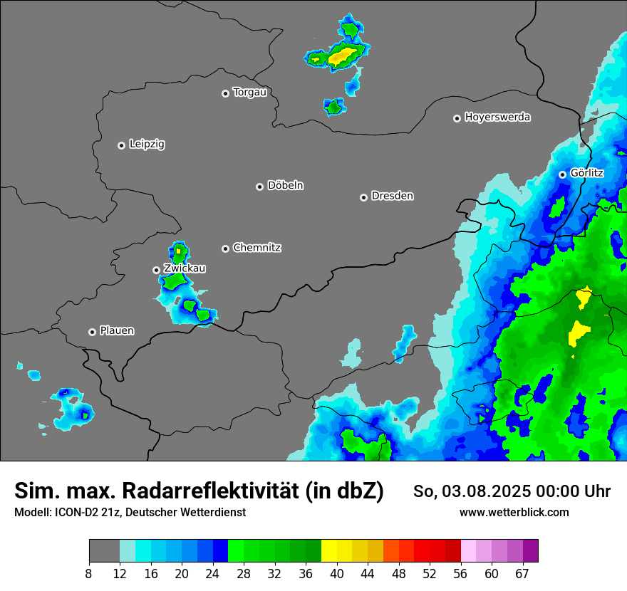 Modellkarten Simuliertes Radarbild