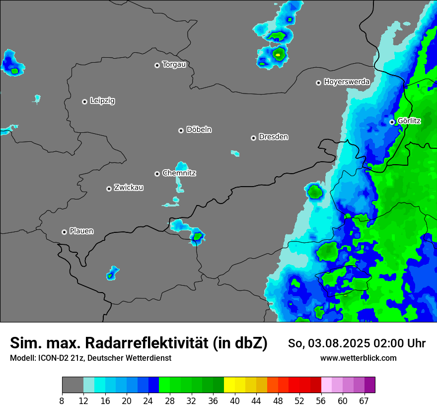 Modellkarten Simuliertes Radarbild