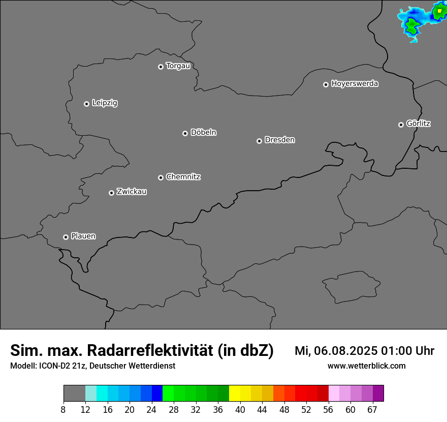 Modellkarten Simuliertes Radarbild