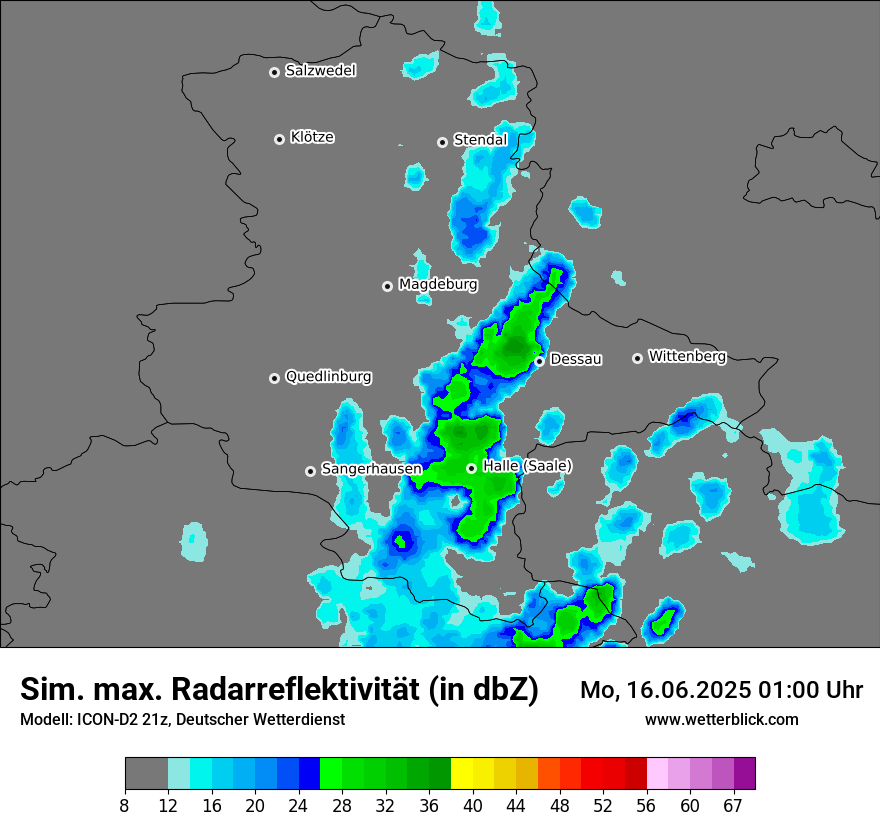 Modellkarten Simuliertes Radarbild