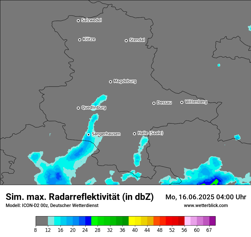 Modellkarten Simuliertes Radarbild