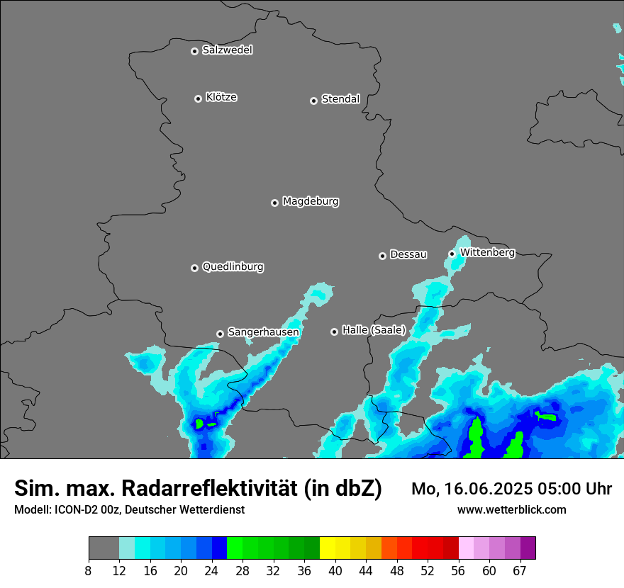 Modellkarten Simuliertes Radarbild