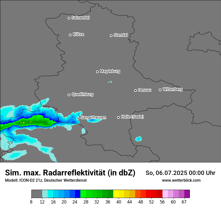 Modellkarten Simuliertes Radarbild