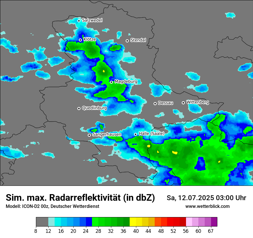 Modellkarten Simuliertes Radarbild