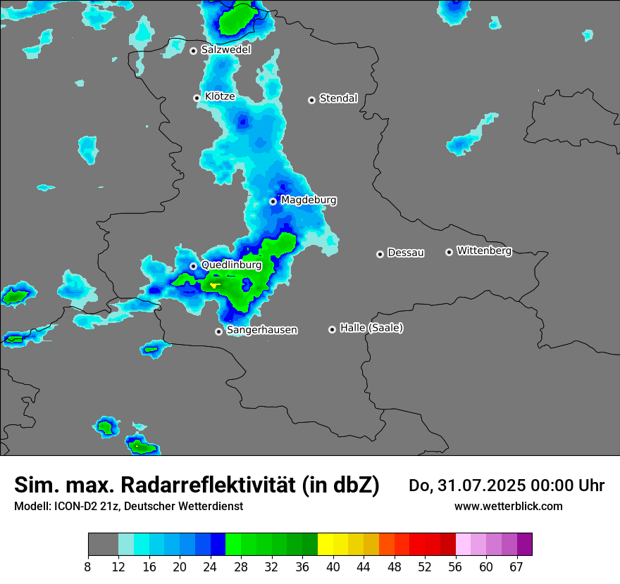 Modellkarten Simuliertes Radarbild